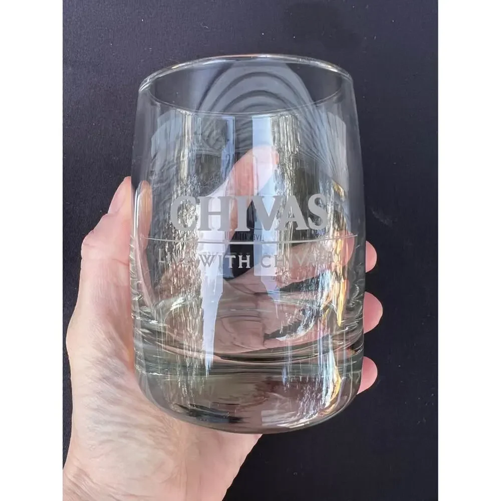 2 vintage Chivas Regal scotch whiskey lowball glasses